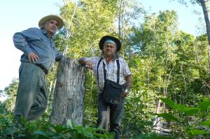 (l) Author Dr. John Bacher and Mohawk Elder Danny Beaton at Waverley Uplands clear-cut. Sept 2015