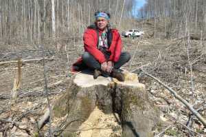 Mohawk Elder Danny Beaton: the scale of the original maples at Waverley Uplands, Apr 2015.